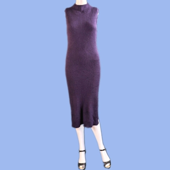 Wet Seal Dresses & Skirts - For Kitty Rescue! Wet Seal Purple Mock Neck Sleeveless Sweater Bodycon Dress